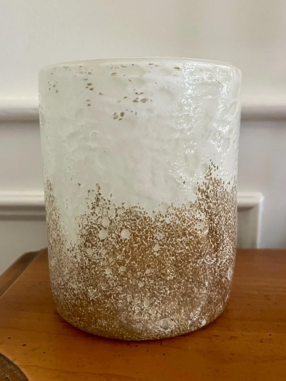 Hand-Blown Vase Glass White & Gold